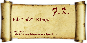 Főző Kinga névjegykártya